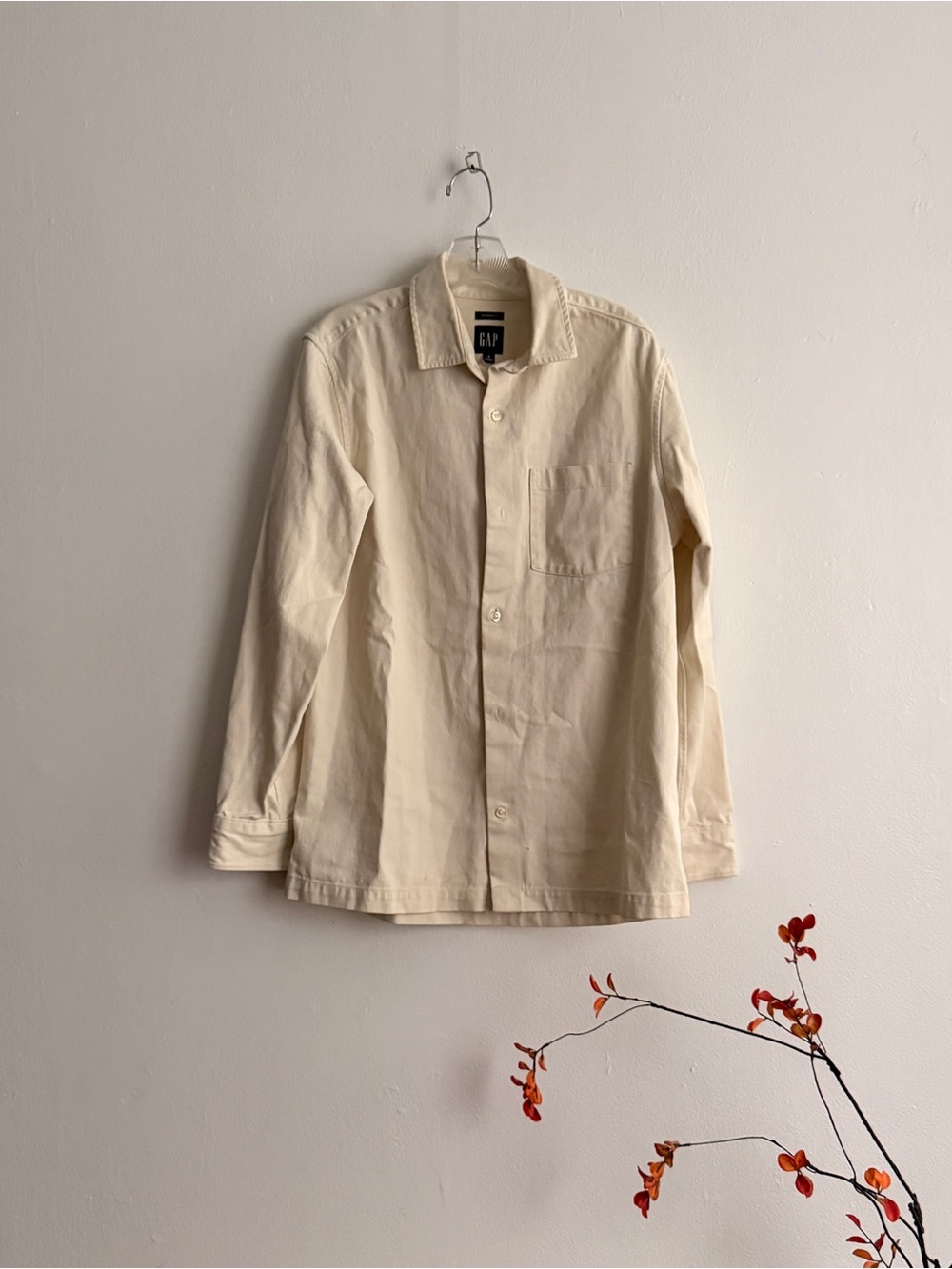 Gap Men's Cream Button-Up Work Shirt Jacket